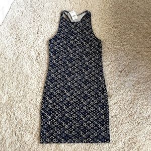New Hollister short tank dress xs blue cream Native print Colton elastin